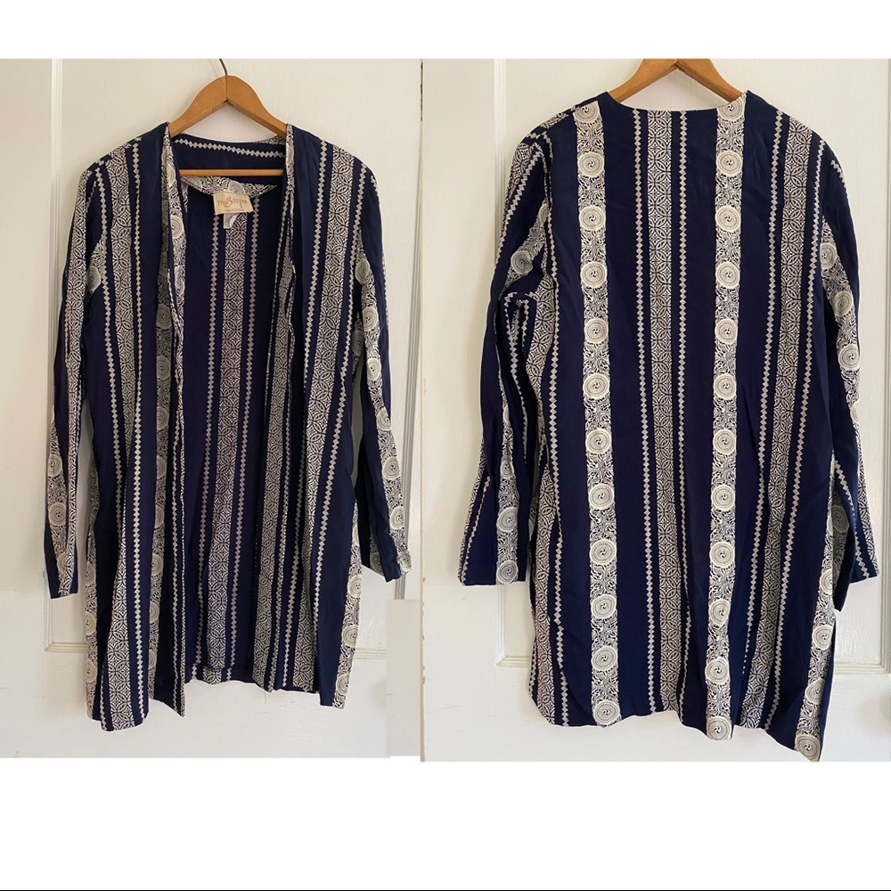 Vintage Duster Jacket 1970s Gorgeous Tile Pattern